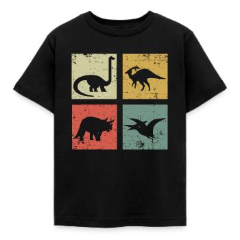 four dinosaurs - Kids' T-Shirt - black - Front - AI Model Kid Female (0cm)