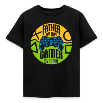 father by day Gamer - Kinder T-Shirt - Schwarz - Vorne - AI Model Kid Female (0cm)