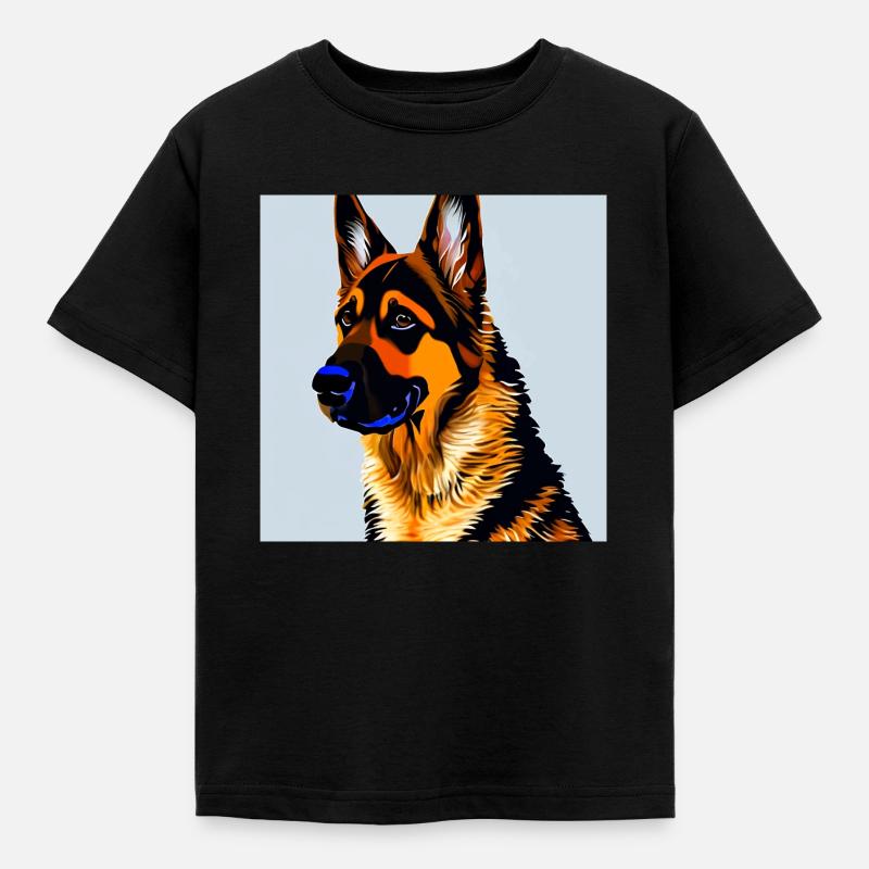 Deutscher Schäferhund, digitale Malerei, - Kinder T-Shirt - Schwarz