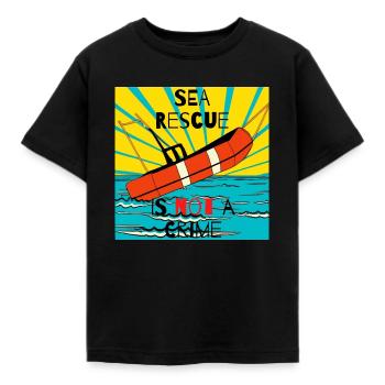 Le sauvetage en mer n’est pas un crime - T-shirt Enfant - noir - Devant - AI Model Kid Female (0cm)