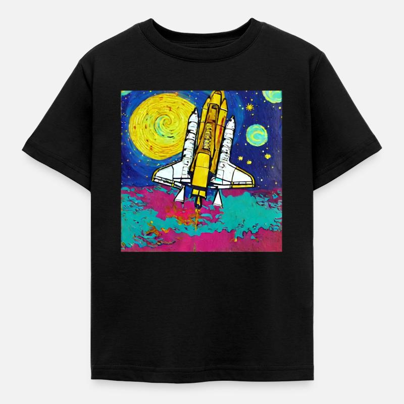 navette spatiale van gogh - T-shirt Enfant - noir