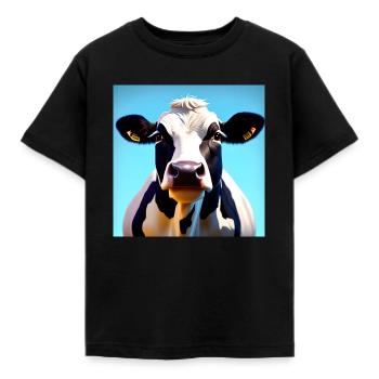 Black and White Cow - Kids' T-Shirt - black - Front - AI Model Kid Female (0cm)