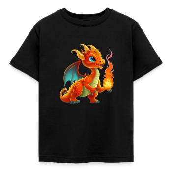 Flammiger Freund: Süßer Cartoon-Drache - Kinder T-Shirt - Schwarz - Vorne - AI Model Kid Female (0cm)