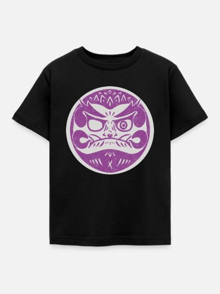 Daruma-Briefmarke - Kinder T-Shirt - Schwarz