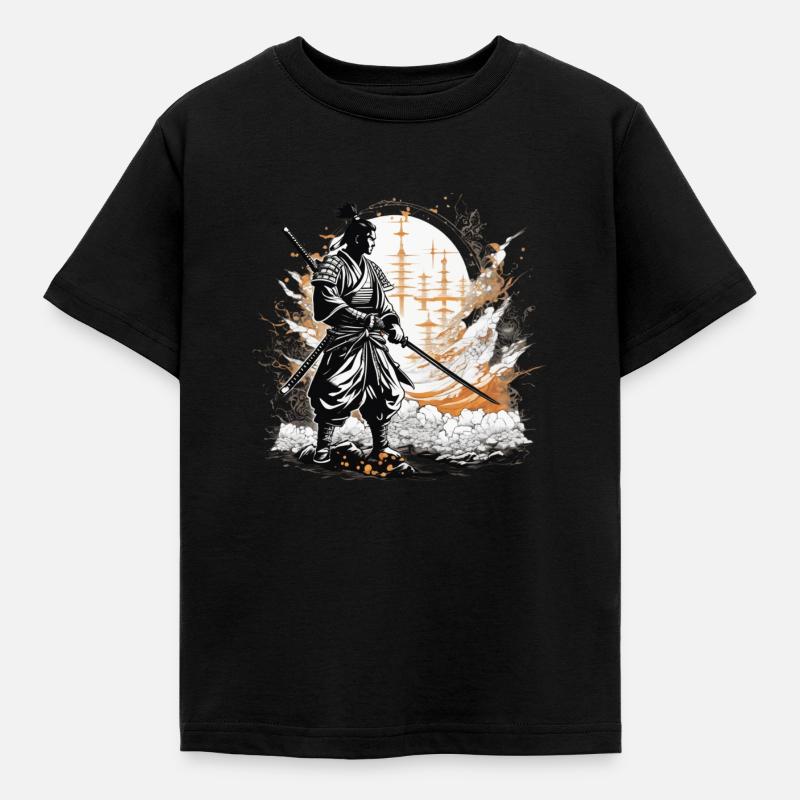 Samurai bereiten sich auf den Kampf vor - Kinder T-Shirt - Schwarz