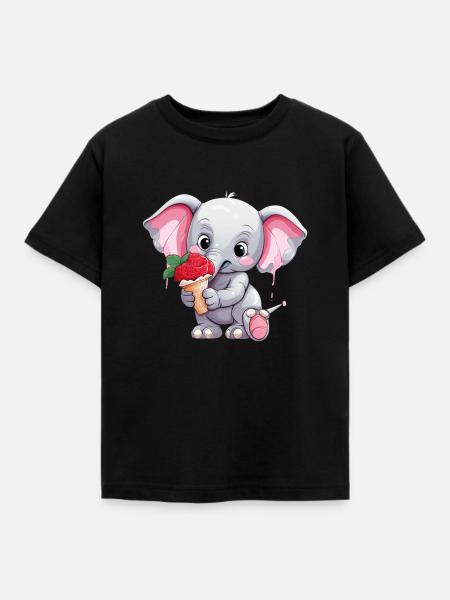 Süßer Elefant - Kinder T-Shirt - Schwarz