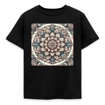 Mandala - Kids' T-Shirt - black - Front - AI Model Kid Female (0cm)