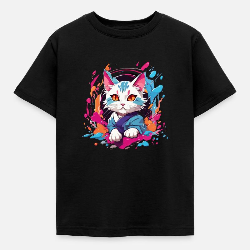 chat coloré - T-shirt Enfant - noir