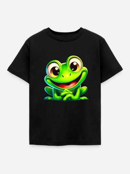 Frech Frosch - Kinder T-Shirt - Schwarz