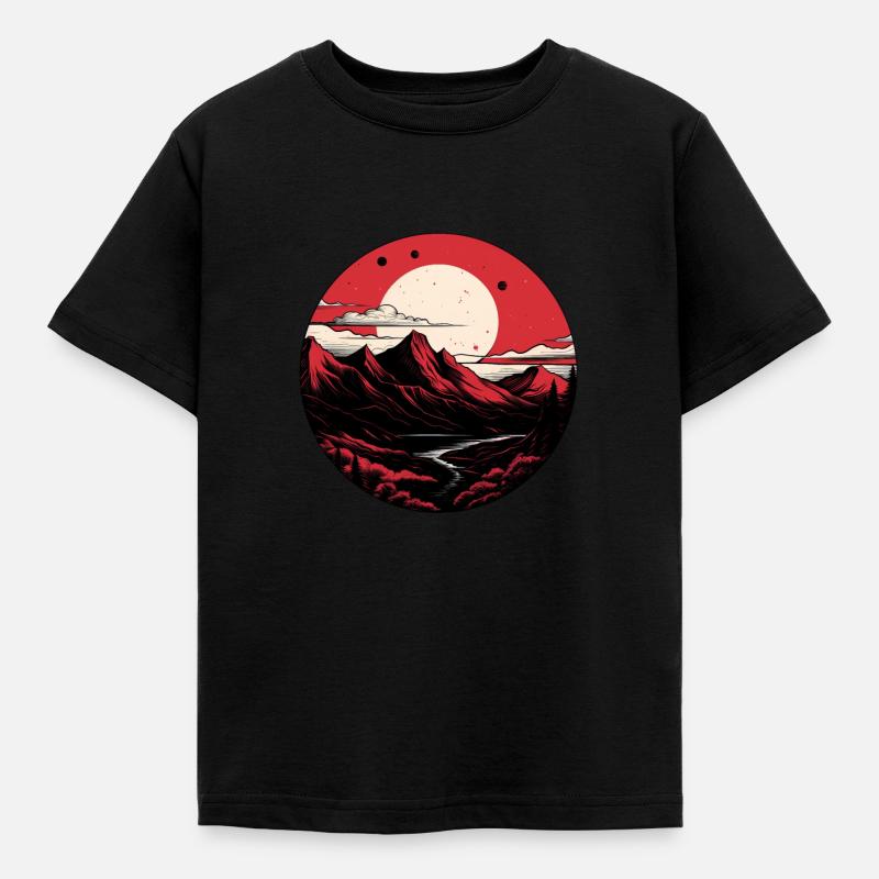 Full moon mountains - Kids' T-Shirt - black