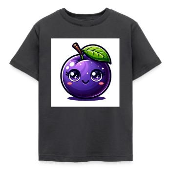 Plum purple - Kids' T-Shirt - dark grey - Front - AI Model Kid Female (0cm)
