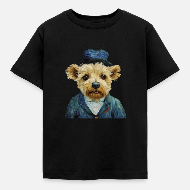 Büste eines Hundes im Kostüm - Kinder T-Shirt - Schwarz