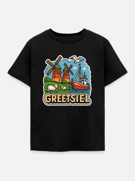 Greetsiel - Kinder T-Shirt - Schwarz