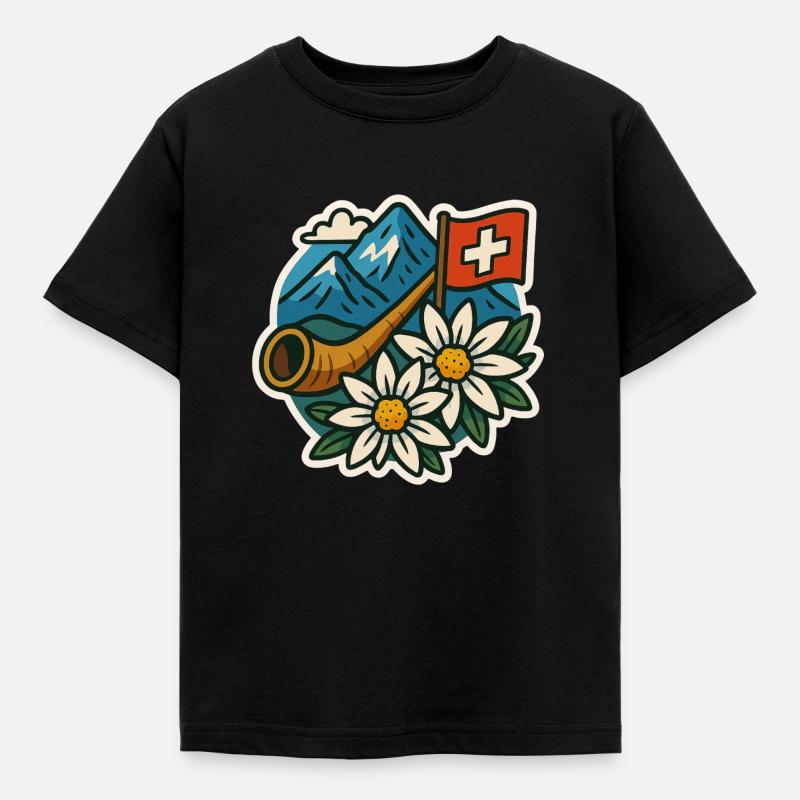 Schweizer tradition - Kinder T-Shirt - Schwarz