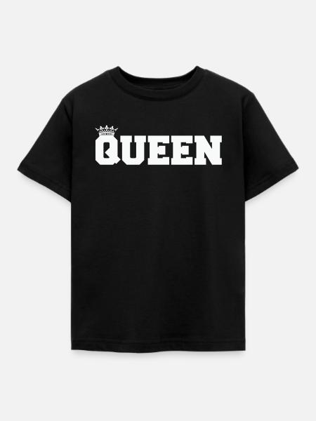 Königin Blockschrift mit Krone - Kinder T-Shirt - Schwarz