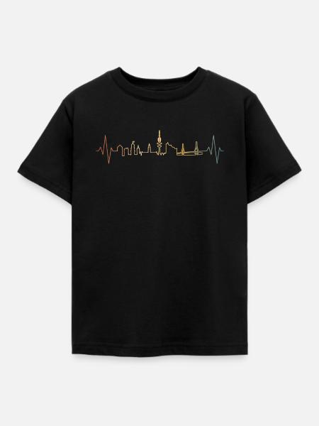 Hamburg Skyline Herzschlag - Kinder T-Shirt - Schwarz