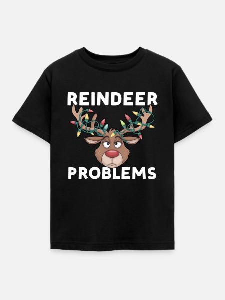 Reindeer Problems - Kinder T-Shirt - Schwarz