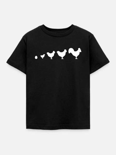Evolution Bauer Huhn Hahn lustig - Kinder T-Shirt - Schwarz
