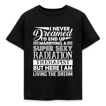 Strahlentherapeut Heiraten Sie einen Strahlentherapeuten - Kinder T-Shirt - Schwarz - Vorne - AI Model Kid Female (0cm)