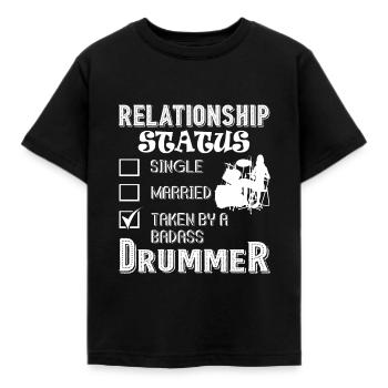 Drummer Drummer Relationship Status - Kids' T-Shirt - black - Front - AI Model Kid Female (0cm)