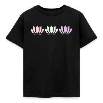 Fleurs de lotus, fleurs de lotus, yoga de la fleur en fleurs pastel - T-shirt Enfant - noir - Devant - AI Model Kid Female (0cm)