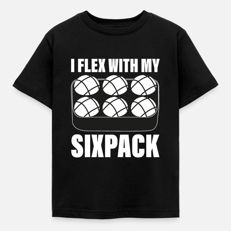 Jeg flex med min Sixpack Boule Petanqué Siger - Børne-T-shirt - sort