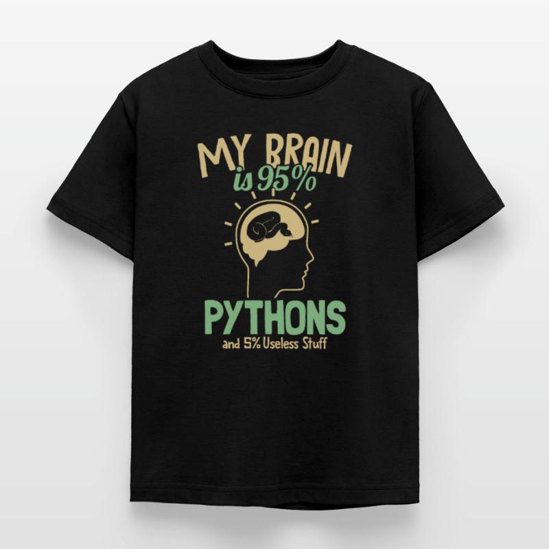 My Brain is 95% Pythons Python Snake Banana Kids' T-Shirt