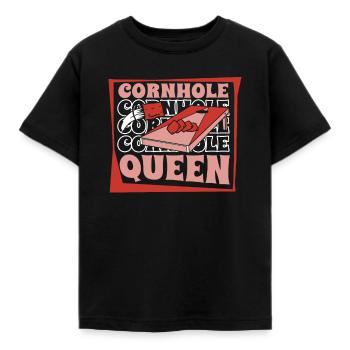 Cornhole Queen Plateau de jeu Pouf Professionnel - T-shirt Enfant - noir - Devant - AI Model Kid Female (0cm)