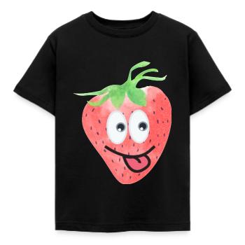 Erdbeere - Kinder T-Shirt - Schwarz - Vorne - AI Model Kid Female (0cm)