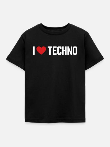 I love Techno. - Kinder T-Shirt - Schwarz