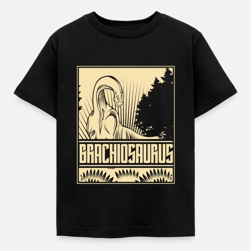Vintage Brachiosaurus Dino - Kinder T-Shirt - Schwarz