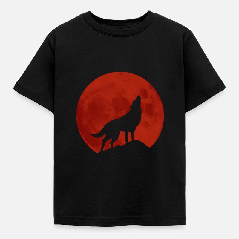 Wolf - Kinder T-Shirt - Schwarz