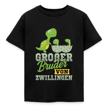 Großer Bruder von Zwillingen Dinosaurier 2021 - Kinder T-Shirt - Schwarz - Vorne - AI Model Kid Female (0cm)