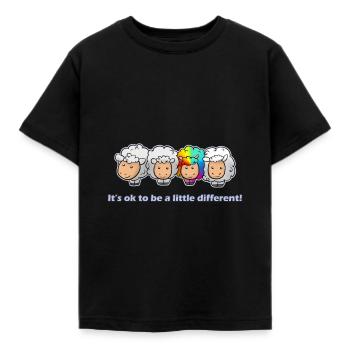 It's ok to be a little different! Schaf Verrückt - Kinder T-Shirt - Schwarz - Vorne - AI Model Kid Female (0cm)