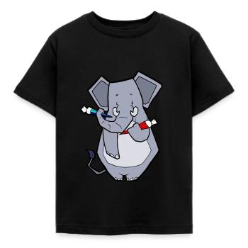 Elefant mit Zuckertüte Schulbeginn Schulanfang - Kinder T-Shirt - Schwarz - Vorne - AI Model Kid Female (0cm)