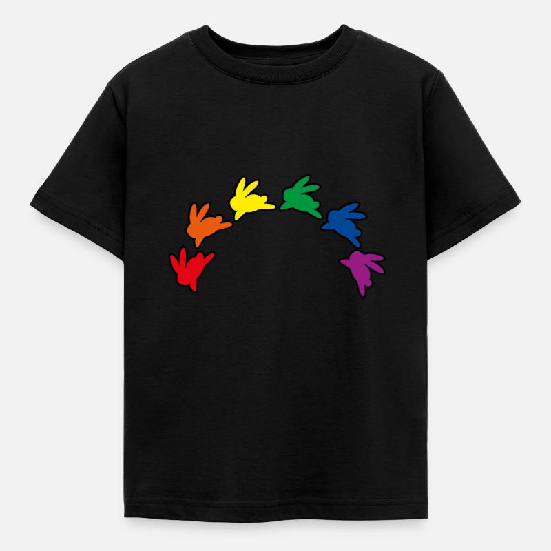 Rabbit rainbow - Kids' T-Shirt - black
