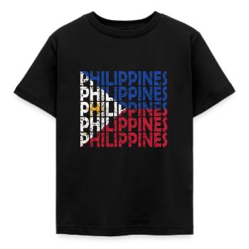 Stolzer Filipino Herkunft Philippinen Flagge - Kinder T-Shirt - Schwarz - Vorne - AI Model Kid Female (0cm)