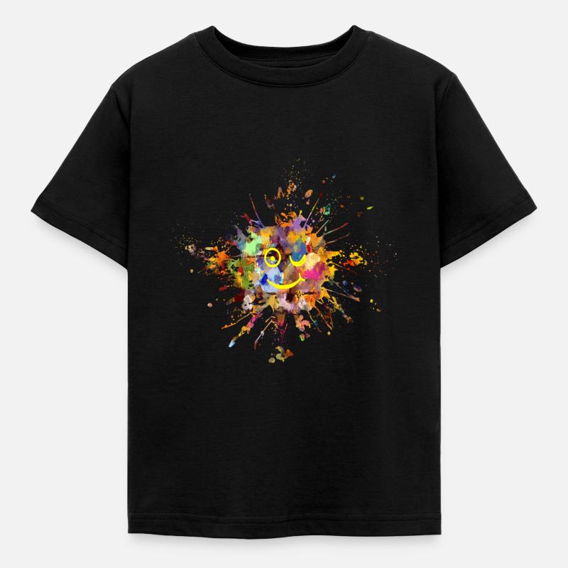 farbklecks smiley - Kinder T-Shirt - Schwarz