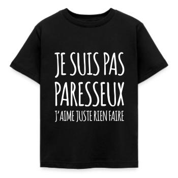 Je suis pas paresseux humour cadeau famille ado - T-shirt Enfant - noir - Devant - AI Model Kid Female (0cm)