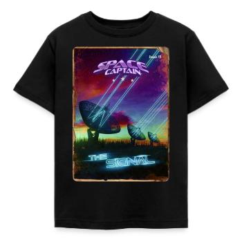 Magazin-Cover im Retro-Stil SpaceCaptain Ausgabe 8 - Kinder T-Shirt - Schwarz - Vorne - AI Model Kid Female (0cm)