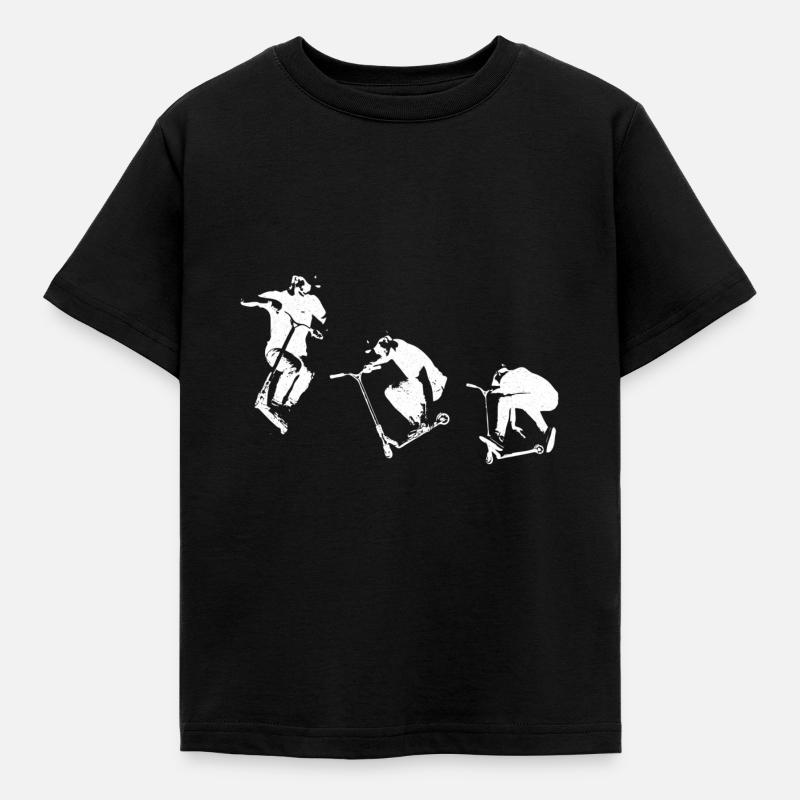 Scooter Tretroller Stunt E-scooter E-Roller Design - Kinder T-Shirt - Schwarz