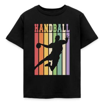 Handball RETRO - Kinder T-Shirt - Schwarz - Vorne - AI Model Kid Female (0cm)