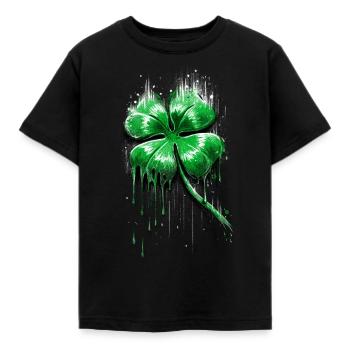 Four Leaf Clover - Kids' T-Shirt - black - Front - AI Model Kid Female (0cm)