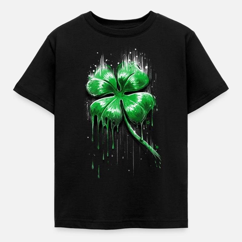 Four Leaf Clover - Kinder T-Shirt - Schwarz