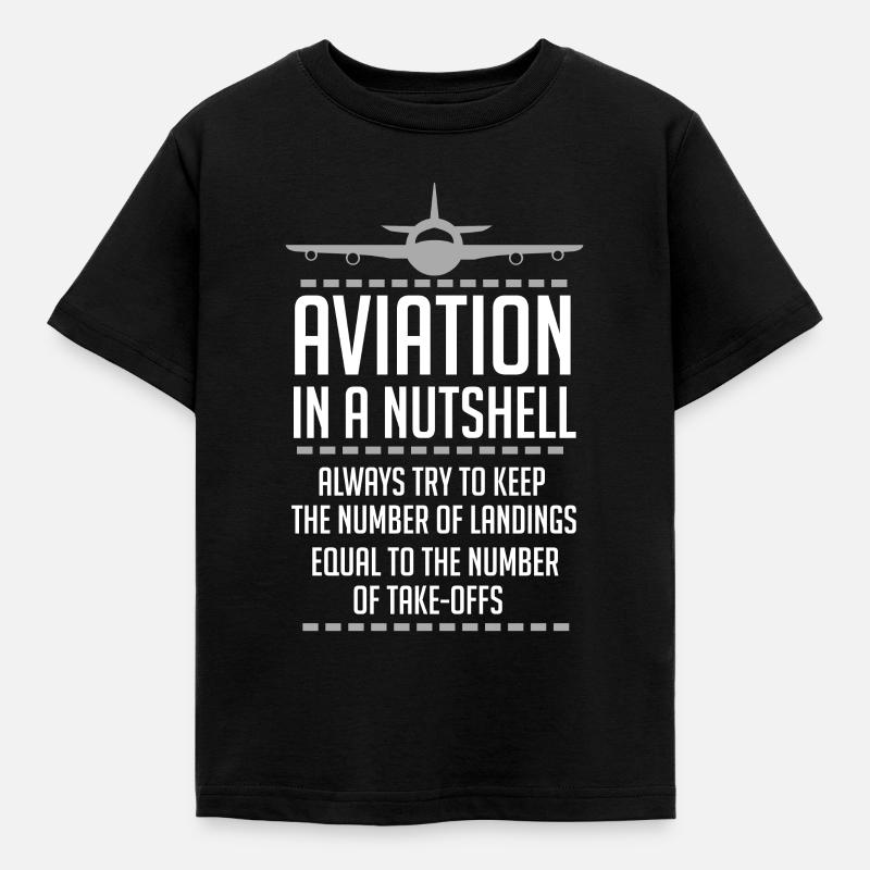 Aviation In A Nutshell Funny ATC Pilot Gift TShirt - Kids' T-Shirt - black
