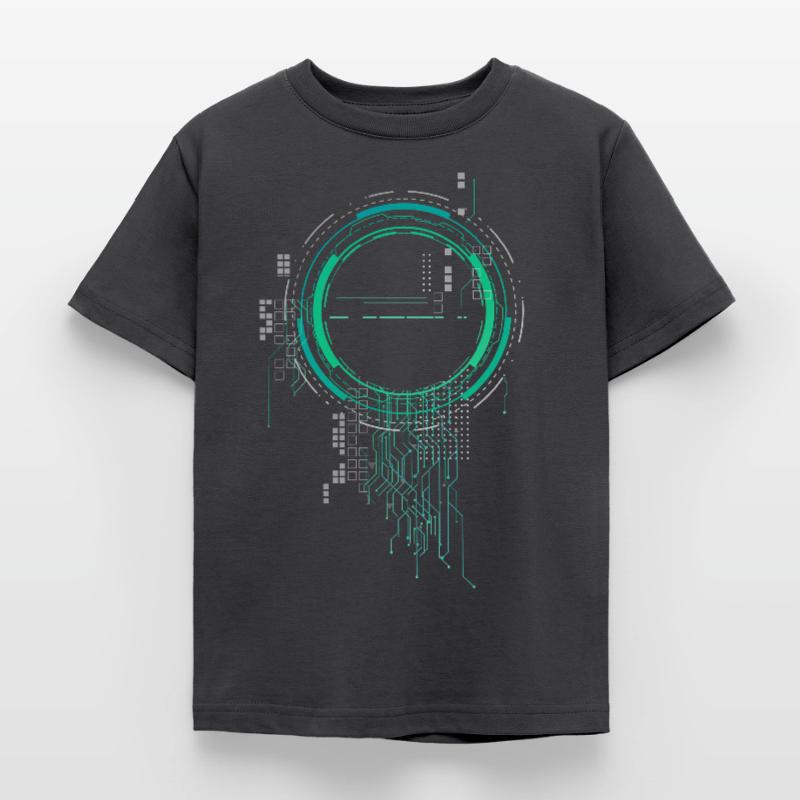 CPU PC PCB Spaceship Code Nerd PC Pixel Coder T-shirt Enfant