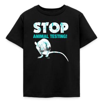 Stop animal testing - against animal abuse - Kids' T-Shirt - black - Front - AI Model Kid Female (0cm)
