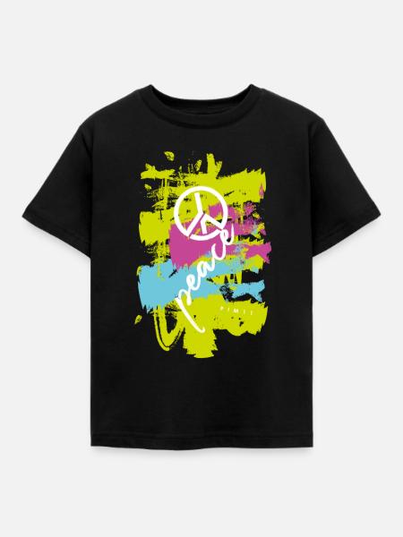 Peace farbig - Kinder T-Shirt - Schwarz
