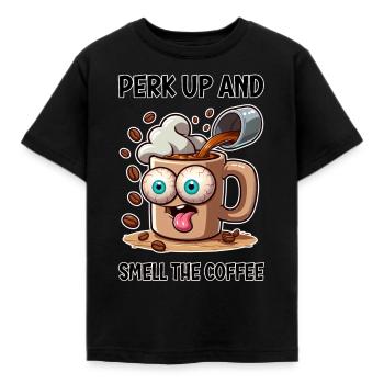 Perk up and smell the coffee - Kids' T-Shirt - black - Front - AI Model Kid Female (0cm)