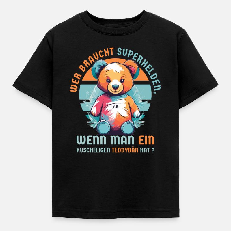 Kuscheliger Teddybär - Kinder T-Shirt - Schwarz